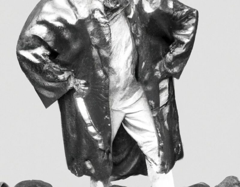 DALL·E 2023-11-01 12.45.23 - Crazy, funny costume for an old man, Coat that a big stone, graphic style looking like Max Ernst's black and white early collages, black and white