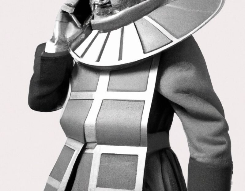 DALL·E 2023-11-01 13.00.29 - crazy, funny costume for an old man, Coat that lets the man look like a mobile phone, graphic style looking like Max Ernst's black and white early col