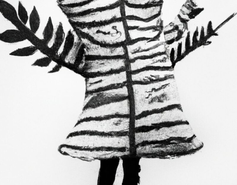 DALL·E 2023-11-01 13.03.16 - crazy, funny costume for an old man, Coat that lets the man look like a tree, graphic style looking like Max Ernst's black and white early collages, w