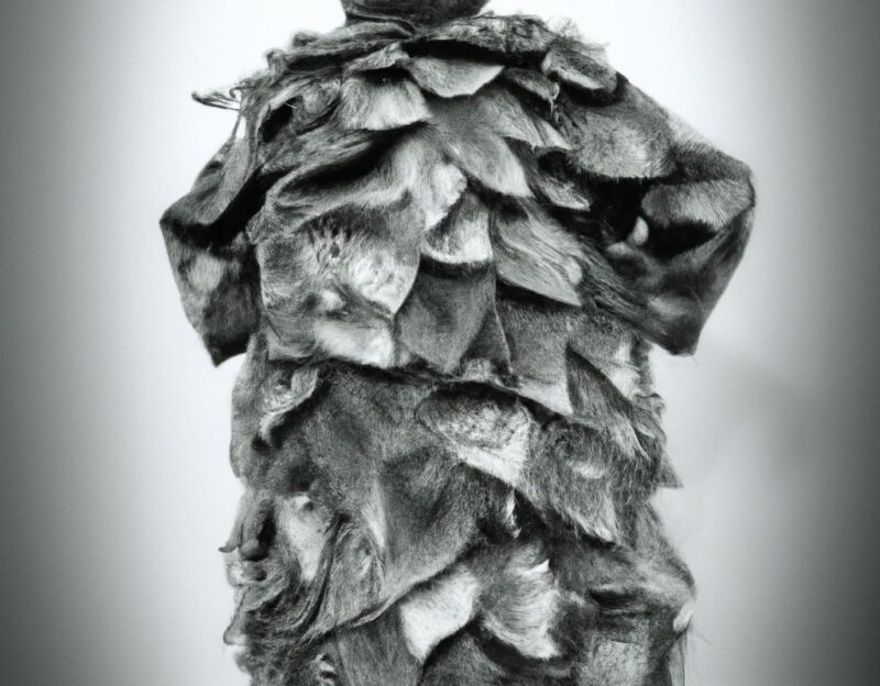 DALL·E 2023-11-01 13.03.30 - crazy, funny costume for an old man, Coat that lets the man look like a tree, graphic style looking like Max Ernst's black and white early collages, w