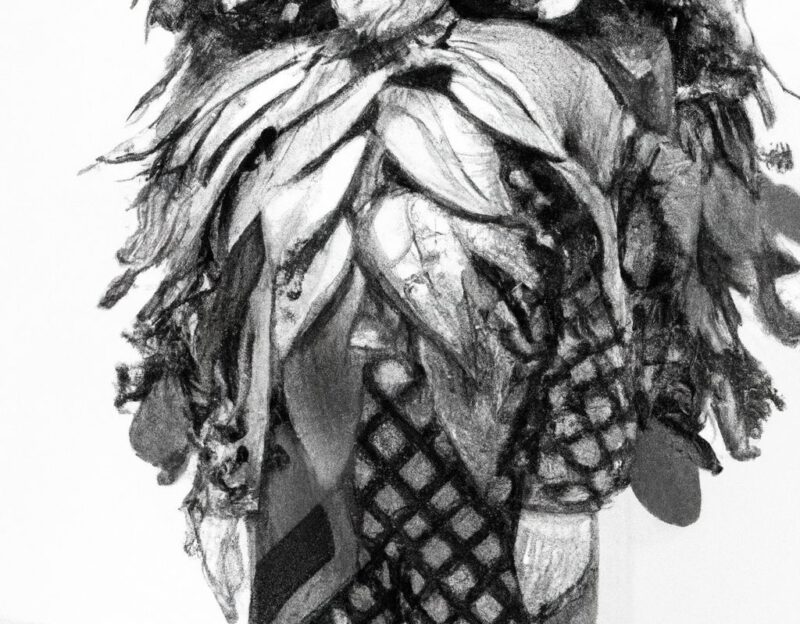 DALL·E 2023-11-01 13.03.40 - crazy, funny costume for an old man, Coat that lets the man look like a tree, graphic style looking like Max Ernst's black and white early collages, w