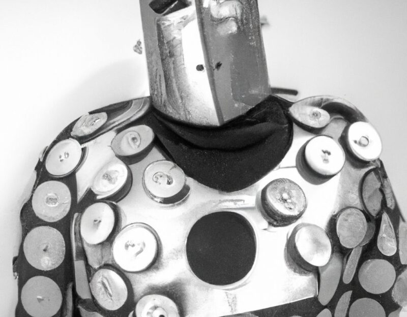 DALL·E 2023-11-01 13.06.34 - crazy, funny costume for an old man, Coat that lets the man look like a robot, graphic style looking like Max Ernst's early collages, black and white