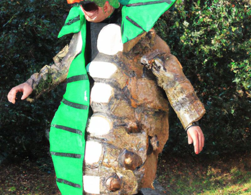 DALL·E 2023-11-01 13.09.48 - crazy, funny costume for an old man, A coat that transforms the wearer into a walking, roaring, and larger-than-life dinosaur. graphic style looking l