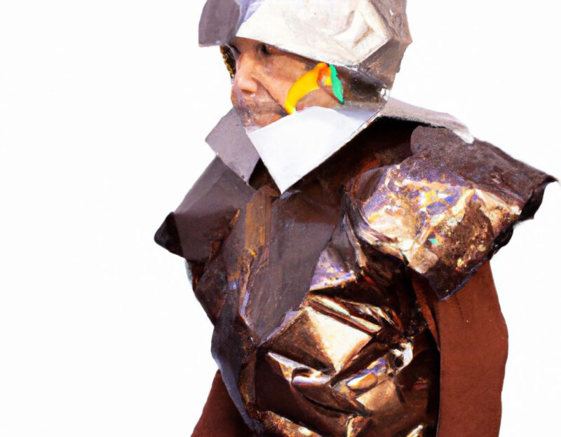 DALL·E 2023-11-01 13.17.06 - crazy, funny costume for an old man, A coat that transforms the wearer into an alien. graphic style looking like Max Ernst's early collages