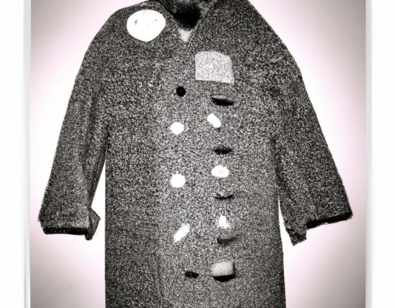 DALL·E 2023-11-01 13.26.00 - Crazy, funny costume for an old man, Coat that transform the wearr into a rock, graphic style looking like Max Ernst's black and white early collages,