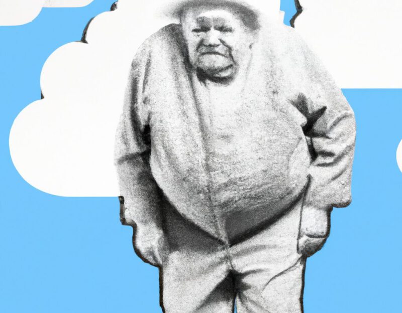DALL·E 2023-11-01 13.32.57 - Crazy, funny costume for an old man, Coat that mimics a cloud with rain, graphic style looking like Max Ernst's black and white early collage