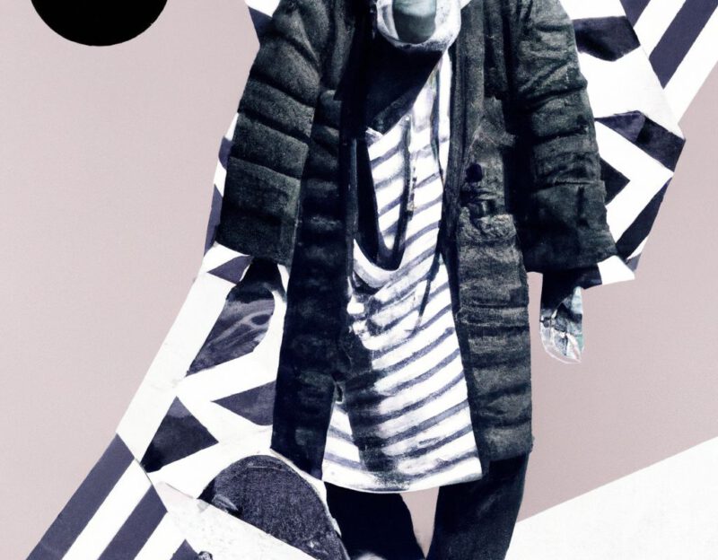 DALL·E 2023-11-01 16.54.23 - crazy, funny costume for an old man , King Kong Coat, graphic style looking like Max Ernst's black and white early collage