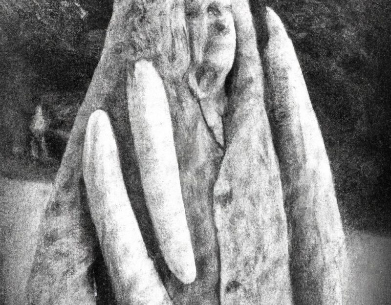 DALL·E 2023-11-01 16.55.04 - crazy, funny costume for an old man , Giant Vegetable Coat, graphic style looking like Max Ernst's black and white early collages