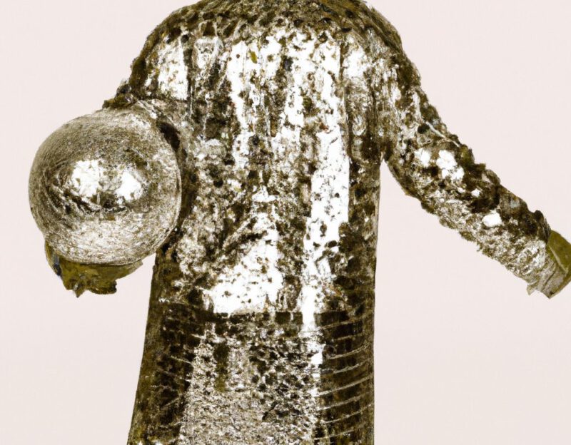 DALL·E 2023-11-01 16.55.49 - crazy, funny costume for an old man , Disco Ball Coat, graphic style looking like Max Ernst's black and white early collages