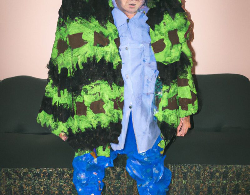 DALL·E 2023-11-01 16.56.54 - crazy, funny costume for an old man, Zombie Monster Coat, graphic style looking like Robert Crumb