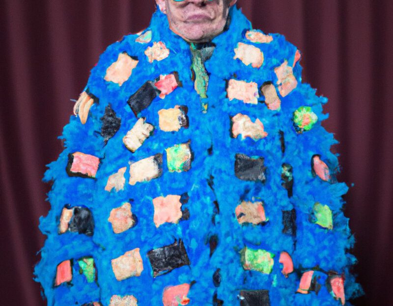 DALL·E 2023-11-01 16.57.03 - crazy, funny costume for an old man, Zombie Monster Coat, graphic style looking like Robert Crumb