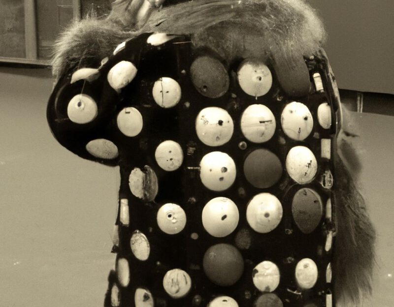 DALL·E 2023-11-01 17.08.24 - crazy, funny costume for an old man, Coat that mimiks a mobile phone, graphic style looking like Max Ernst's black and white early collages